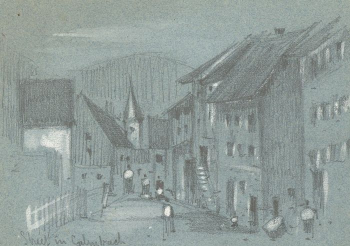 T. Dobson - Set of Three Late 19th Century Graphite Drawing, Scenes of Calmbach