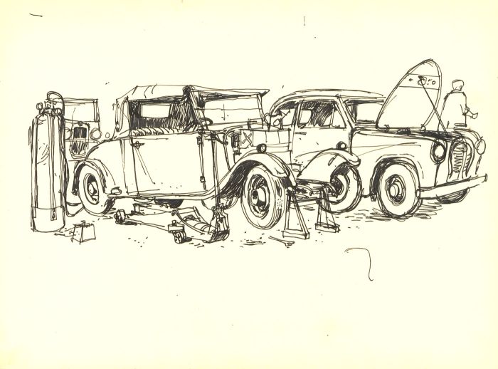Paul Sharp ARCA RWS - 1957 Album, Sketchbook with Illustrations of Men at Work