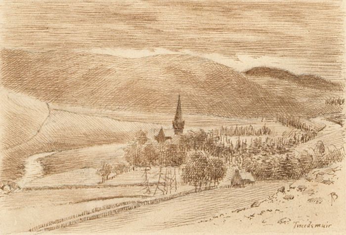 Alexander Blackwood - Sepia Late 19th Century Pen and Ink Drawing, Tweedsmuir