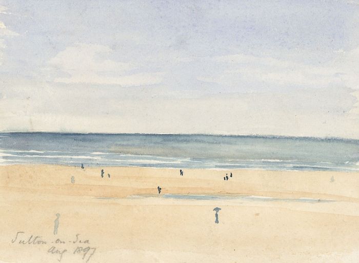 Alexander Blackwood - 1897 Watercolour, Figures on a Beach