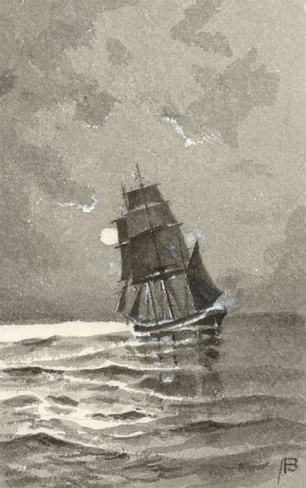 Alexander Blackwood - Late 19th Century Watercolour, Moonlit Seascape