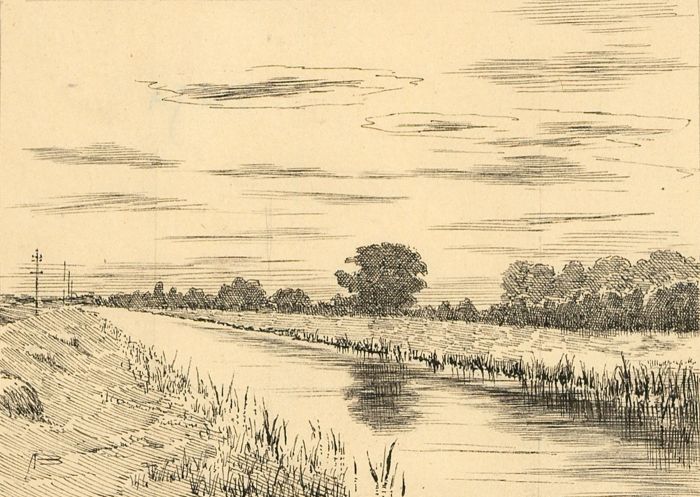 Alexander Blackwood - Late 19th Century Pen and Ink Drawing, Fosse Dyke, Lincoln