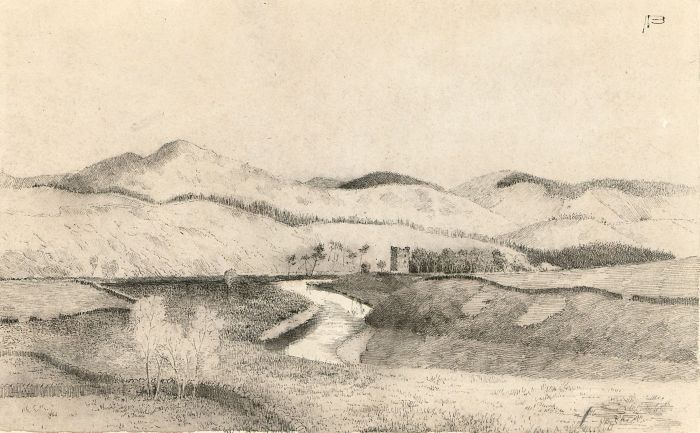 Alexander Blackwood - Late 19th Century Pen and Ink Drawing, Scottish Castle
