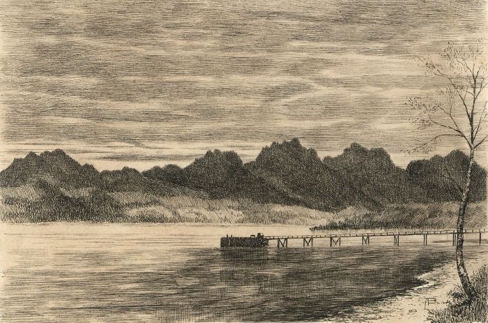 Alexander Blackwood - Late 19th Century Pen and Ink Drawing, River Landscape