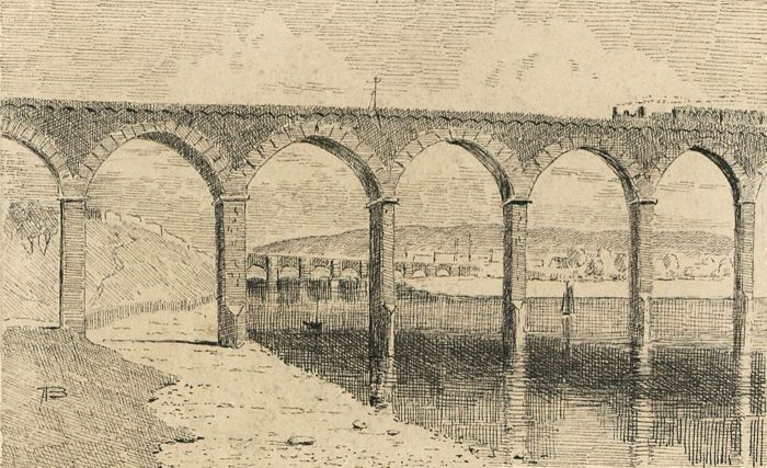 Alexander Blackwood - Late 19th Century Pen and Ink Drawing, Royal Border Bridge