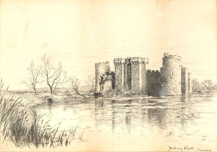 Alexander Blackwood - Late 19th Century Pen and Ink Drawing, Bodiam Castle