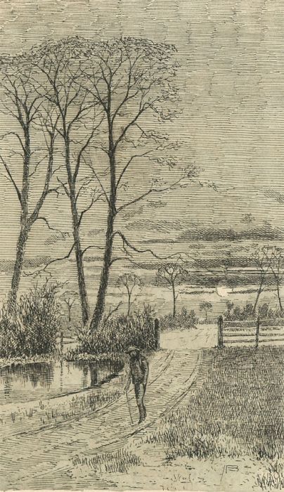 Alexander Blackwood - Late 19th Century Pen and Ink Drawing, Moonlit Landscape
