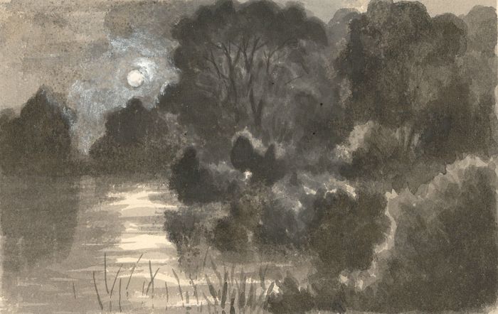 Alexander Blackwood - Late 19th Century Watercolour, Moonlit Landscape