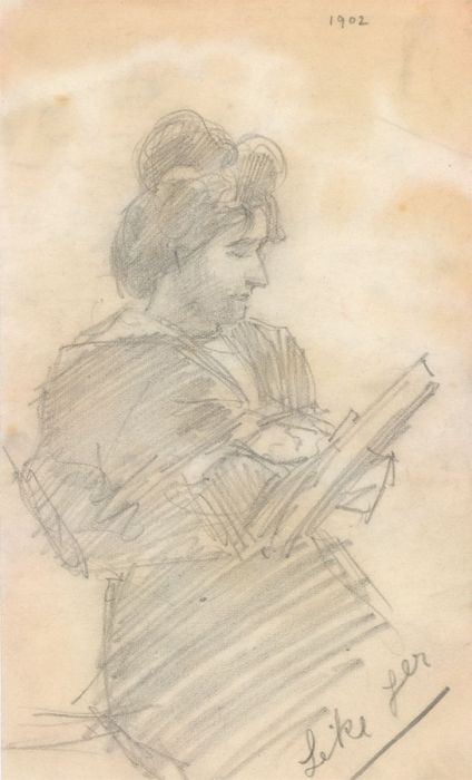 A Set of Three Early 20th Century Graphite Drawing - Portrait Studies
