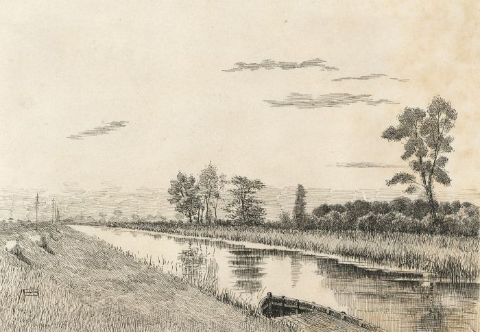 Alexander Blackwood - Late 19th Century Pen and Ink Drawing, River Landscape