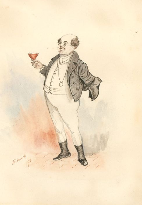 Alma - 1898 Watercolour, Samuel Pickwick, Dickens