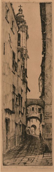 Christopher Micheal Shiner ARIBA (1857-1944) - Etching, Street Scene
