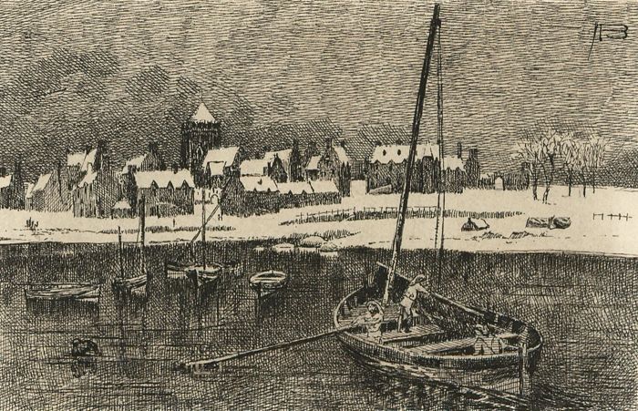 Alexander Blackwood - Late 19th Century Pen and Ink Drawing, Dutch River View