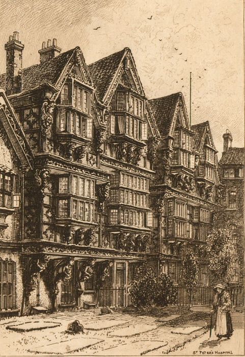 Mid 20th Century Etching - St Peter's Hospital, Bristol