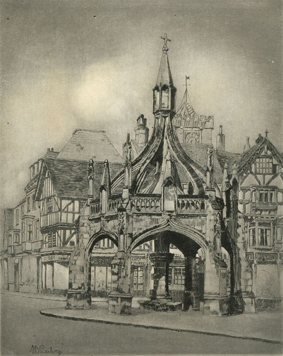 A.B. Calvey - Mid 20th Century Etching, Poultry Cross, Salisbury