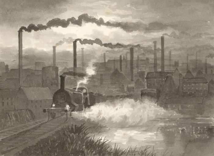 Alexander Blackwood - Late 19th Century Watercolour, Steam Engine in a City
