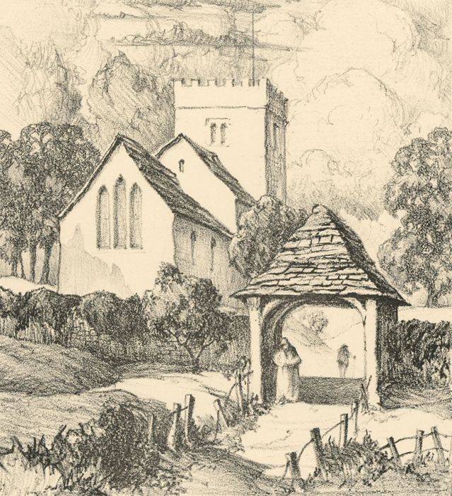 Albert Thomas Pile (1882-1981) - 1942 Digital Print, Rural Landscape with Church