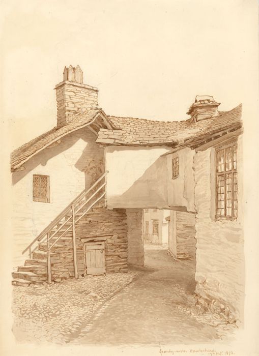 1872 Pen and Ink Drawing - Grandy Nook, Hawkshead 