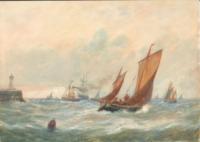 Attributed to Richard Malcolm Lloyd (1855-1892) -Watercolour, Ships Return