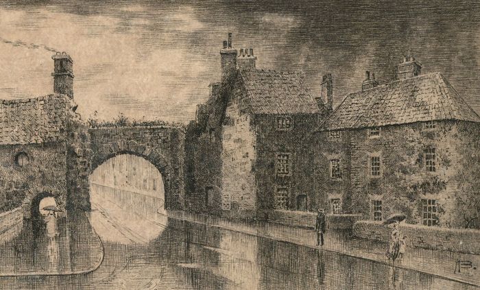 Alexander Blackwood - Late 19th Century Pen and Ink Drawing, Bridge in the Rain