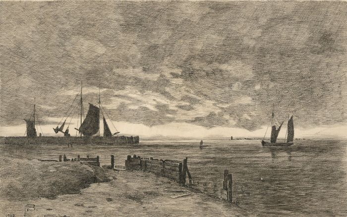 Alexander Blackwood - 1900 Pen and Ink Drawing, Sailing Boats at Sea