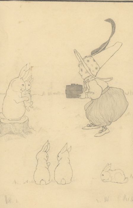 Percy Bradshaw - Early 20th Century Graphite Drawing, Children's Illustration