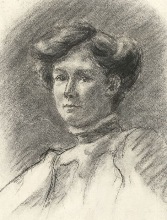 Fine Early 20th Century Charcoal Drawing - Portrait of a Young Lady