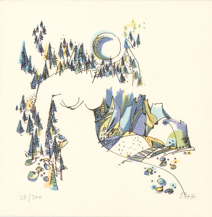 Ota Nalezinek (b. 1930) - Limited Edition Contemporary Silkscreen, Ski Slope