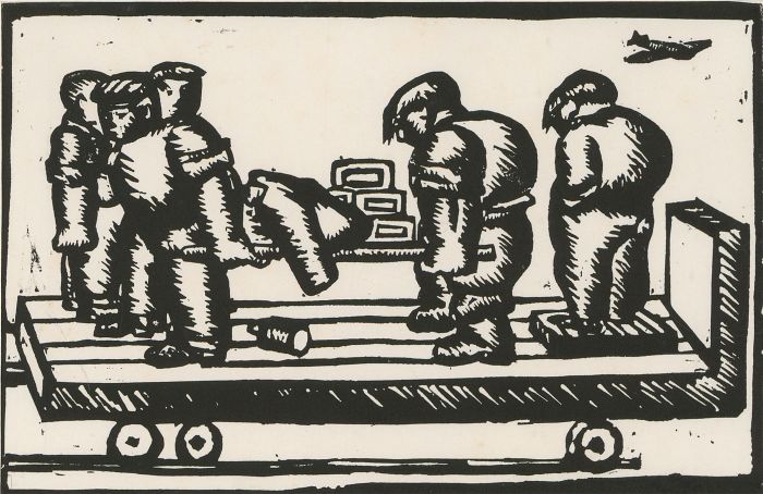 Contemporary Linoprint - From a Pageantry of the Scottish Working Class No.2