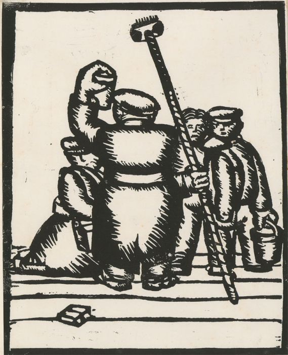 Contemporary Linoprint - From a Pageantry of the Scottish Working Class No.1