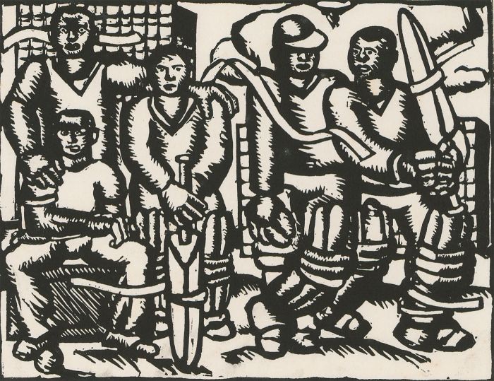 Contemporary Linoprint - The West Indian Cricket Team