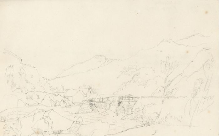 John Christian Schetky - 1820 Graphite Drawing, Near Beddgelert, Wales