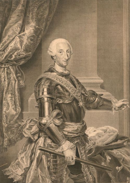 Carmona after Mengs - 1783 Engraving, Portrait of Carlos III