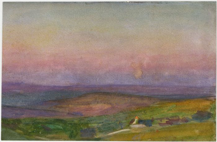 Arthur Ellis (1856-1918) - Late 19th Century Gouache, Dusk Landscape
