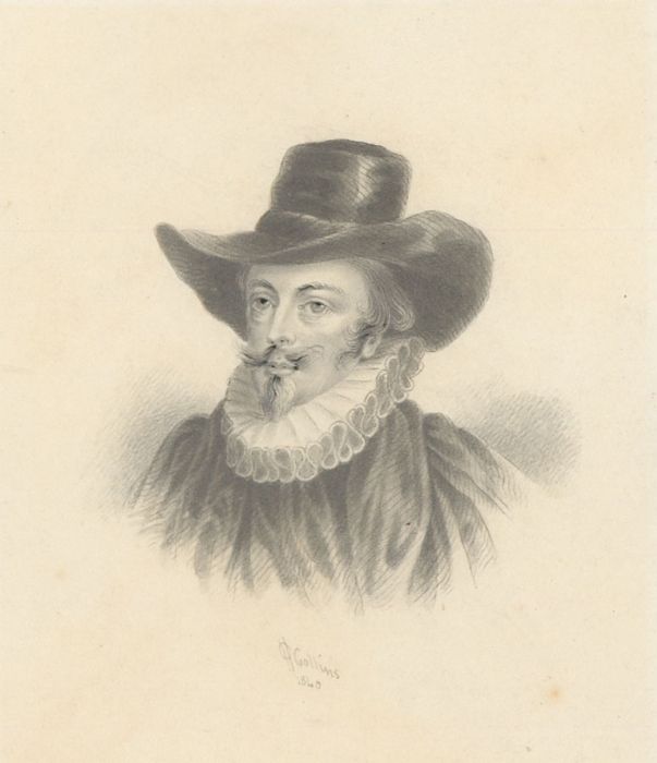 H. Collins - Signed 1840 Graphite Drawing, Portrait of a Gentleman
