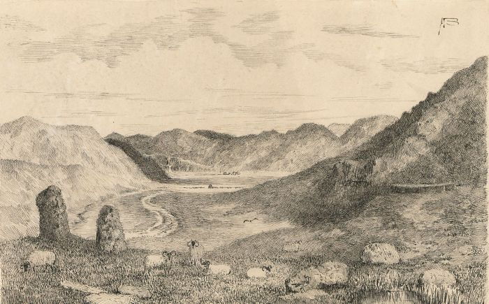 Alexander Blackwood - Late 19th Century Pen and Ink Drawing, Mountain Sheep