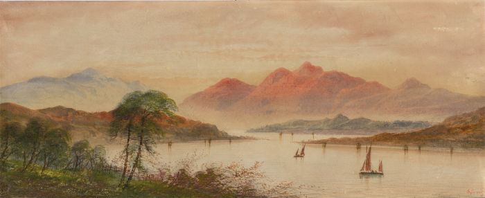 Eveleen Lewis (1870-1893) RA - Signed 1870 Watercolour, Mountain Lake Scene