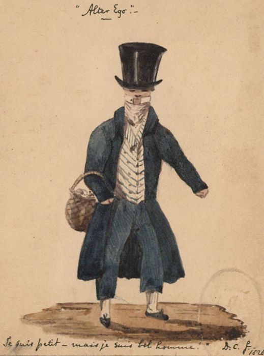 D.C.F - French School Miniature 1828 Watercolour, Miniature Figurative Study 