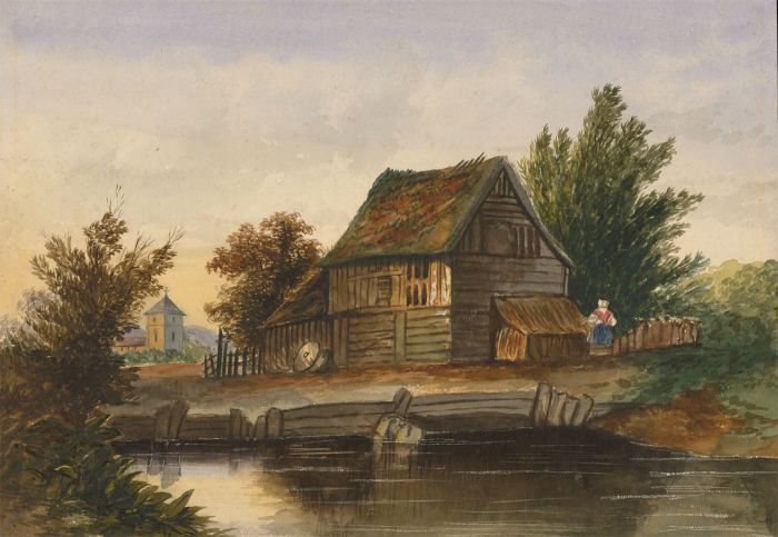 19th Century Watercolour - River Landscape with Figure