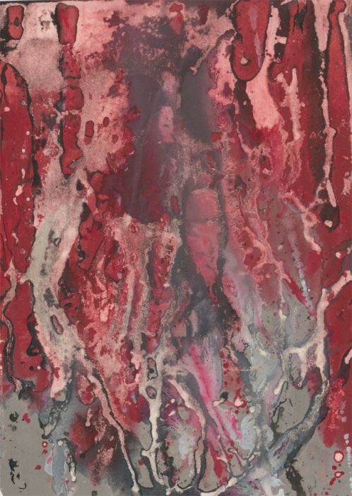 Contemporary India Ink - Abstract Red Marbling