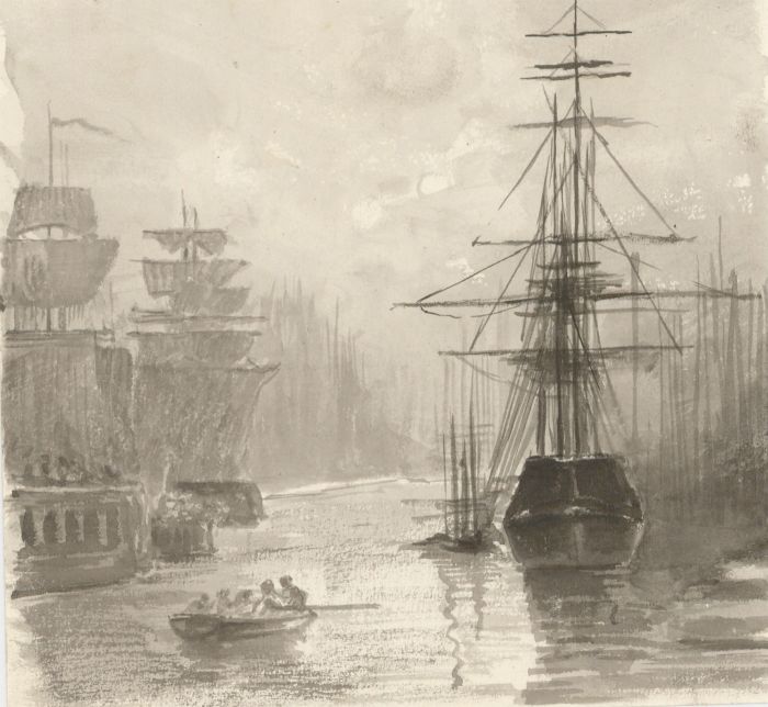 Jean Jacques Haakman - Late 19th Century Watercolour, Ships at Harbour