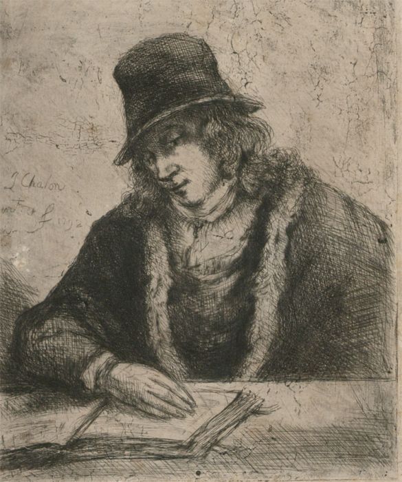 Jan Chalon (1738-1795) - 19th Century Drypoint, A Man Reading