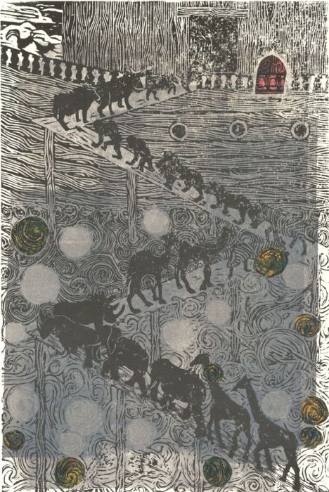 Betty Ebanja - Original Contemporary Linoprint, Noah's Ark