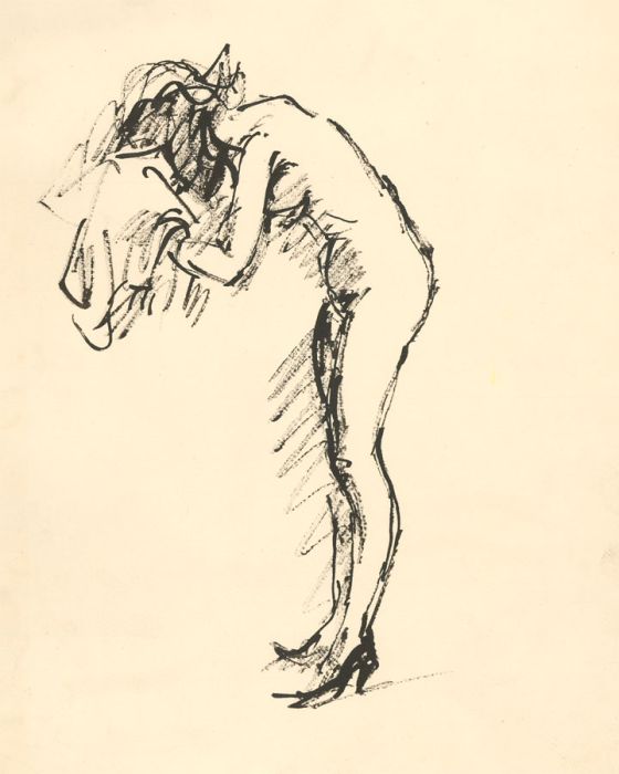 Peter Collins ARCA - Set of Six c.1970s India Ink, Female Nude Studies