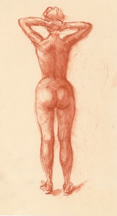 Peter Collins ARCA - Pair of c.1970s Sanguine, Nude Studies