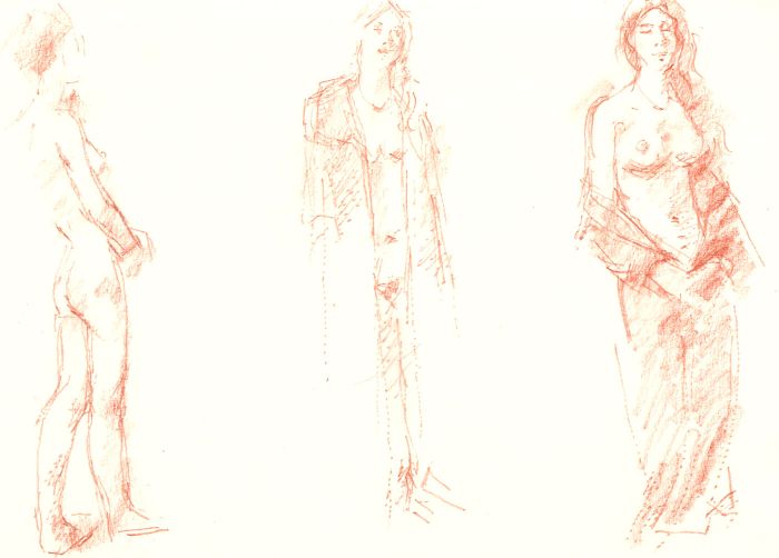 Peter Collins ARCA - Set of Seven c.1970s Graphite and Sanguine Female Nudes