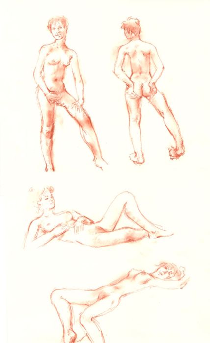Peter Collins ARCA - Set of Seven c.1970s Sanguine Nude Studies