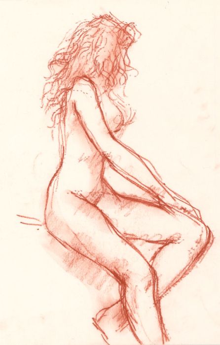 Peter Collins ARCA - Set of Four c.1970s Sanguine Studies of a Female Nude