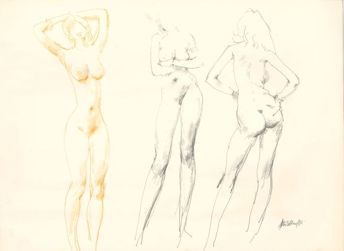 Peter Collins ARCA - A Set of 4 1980 Graphite Drawings, Studies of Nudes