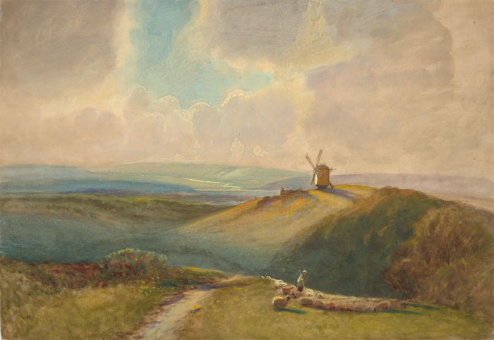 Style of John Varley - 19th Century Watercolour, The Sussex Downs